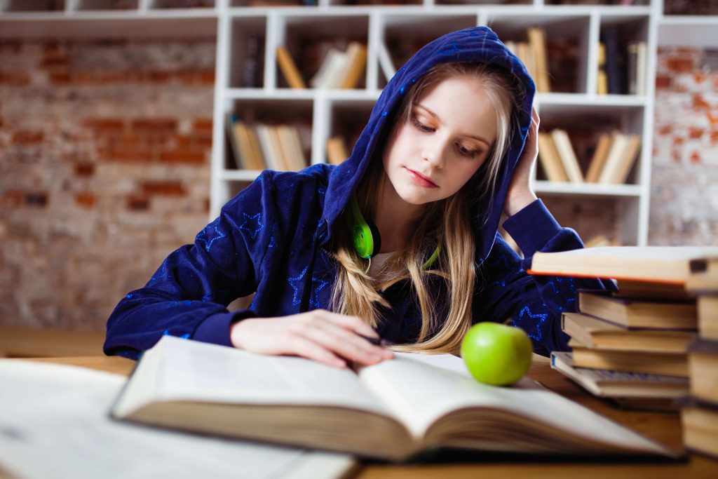 Girl Studying in High School